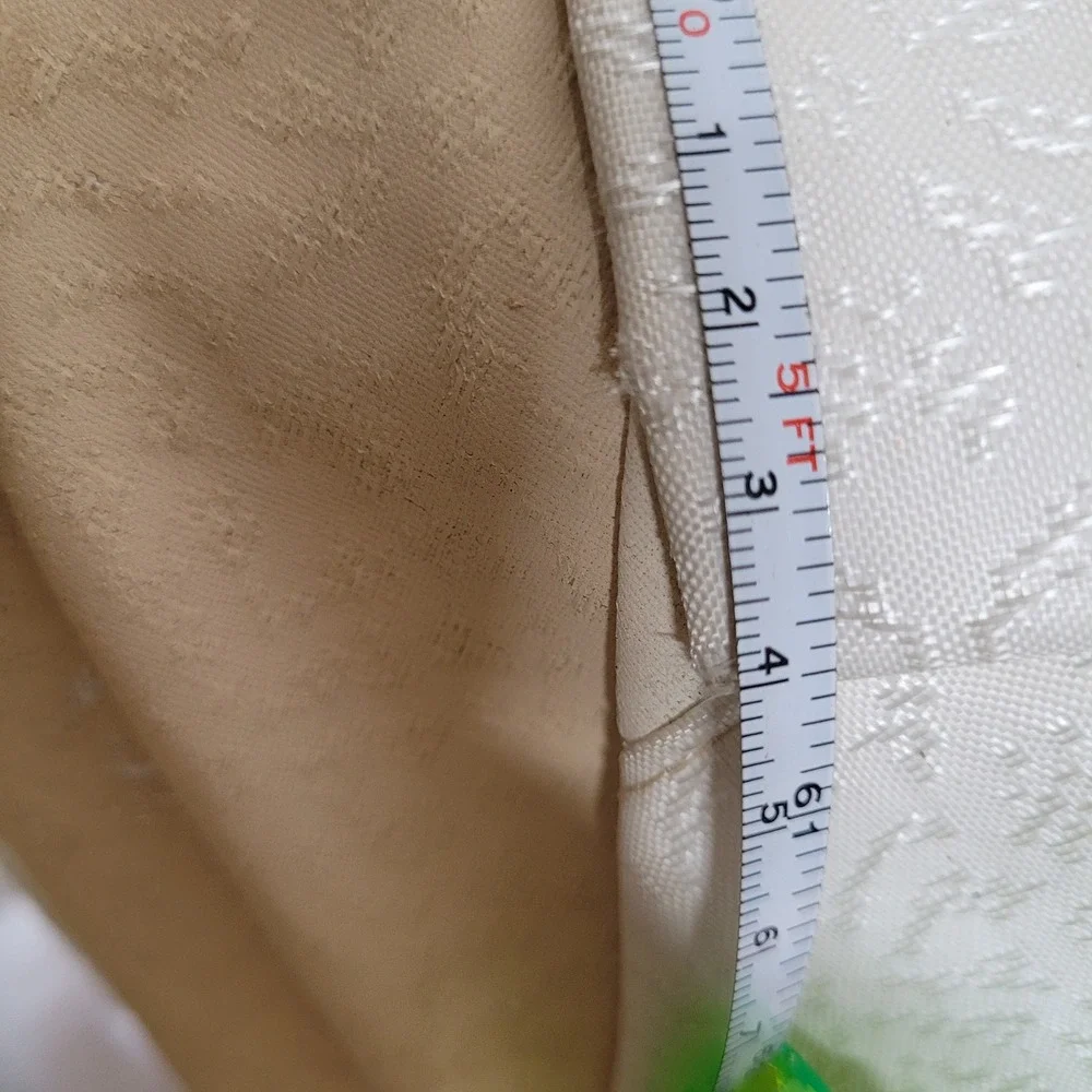 Vintage Floral Pinch Pleat Curtain 2 Panels Green Cream Brocade Botanical 63x39